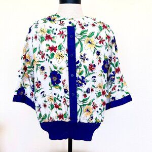 Vintage Castleberry Blouse - Royal Blue - Floral Print - Size 8